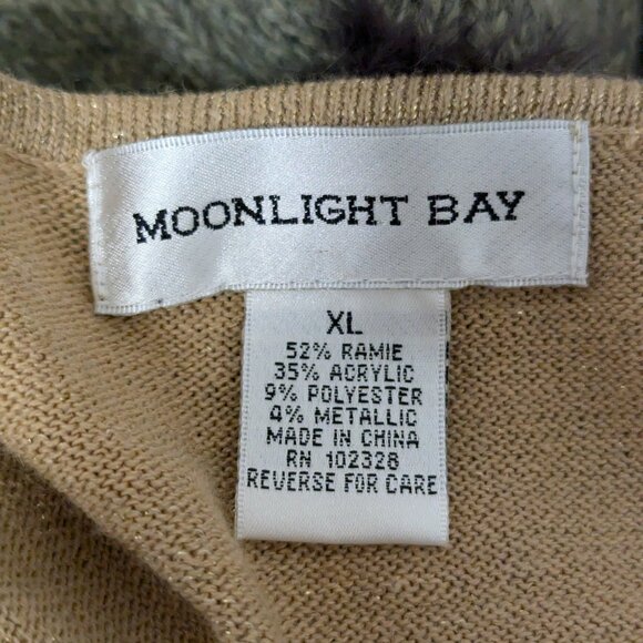 VTG Late 90s Y2K Moonlight Bay Gold Tan Glitter Cable Knit Long Sleeve Cardigan - Picture 5 of 5